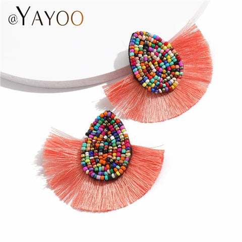 Earrings with Colorful Beads and Fringe - EveryWares