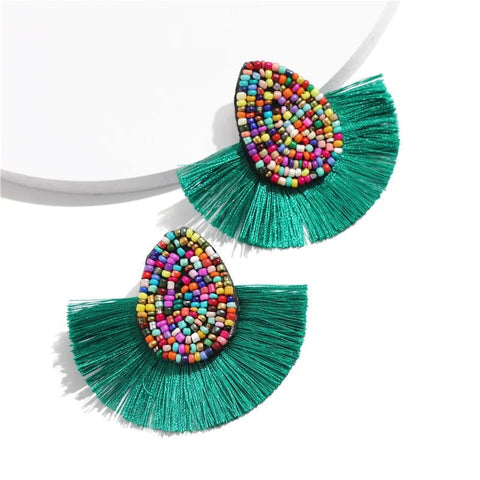 Earrings with Colorful Beads and Fringe - EveryWares