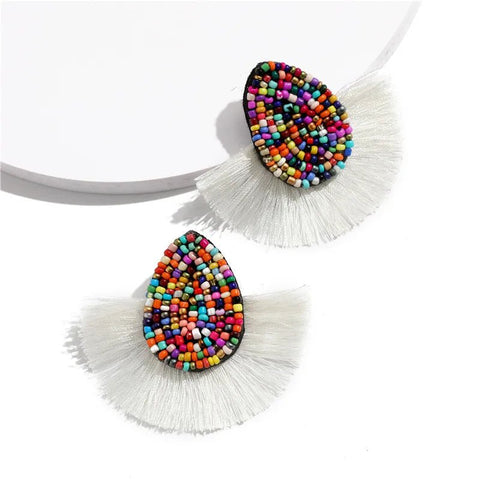 Earrings with Colorful Beads and Fringe - EveryWares