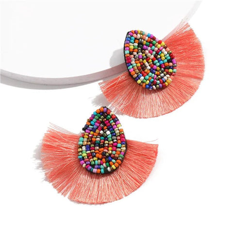 Earrings with Colorful Beads and Fringe - EveryWares