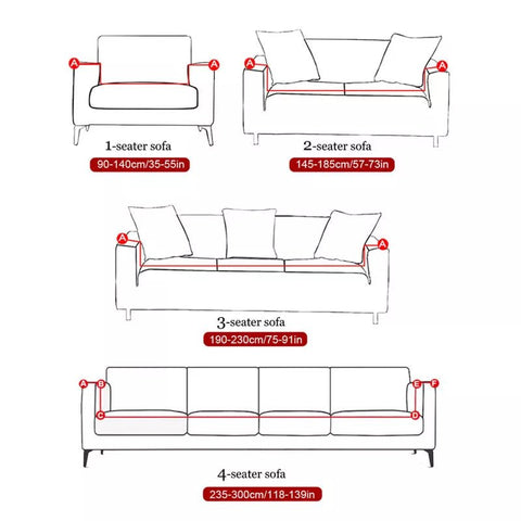 Elastic Sofa Cover Set Slip - Resistant - 1 Seater 90X140cm - 35.43X55.11in - EveryWares