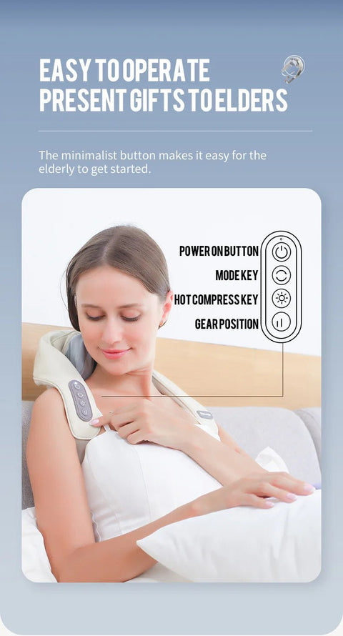 Electric Neck And Back Massager Wireless Shoulder Massage Pillow Trapezius - EveryWares