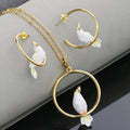 Elegant White Bird Jewelry Set Enamel - EveryWares