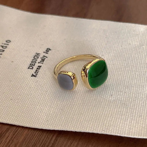 Emerald Stainless Steel Rings Luxury Geometric Adjustable - EveryWares