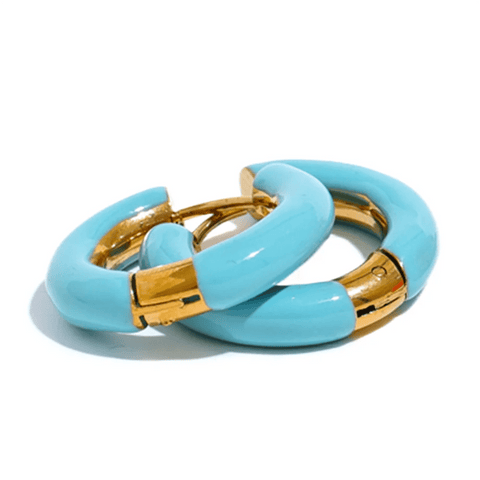 Enamel Stainless Steel Hoop Earrings Simple - EveryWares