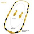 Ethiopian 24k Gold Color Long Chain Necklace And Earrings Sets African - EveryWares