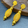 Ethiopian 24k Gold Color Long Chain Necklace And Earrings Sets African - EveryWares