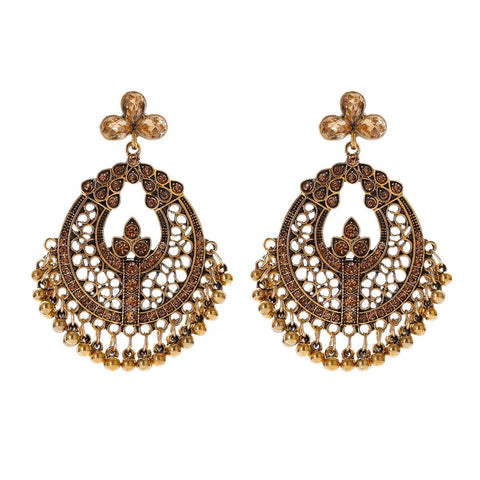 Ethnic Big Gold Color Dangle Earrings Indian - EveryWares