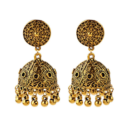 Ethnic Big Gold Color Dangle Earrings Indian - EveryWares