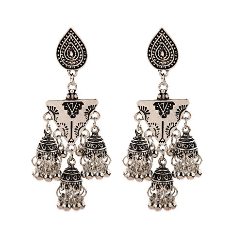 Ethnic Big Gold Color Dangle Earrings Indian - EveryWares