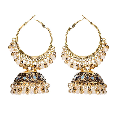 Ethnic Big Gold Color Dangle Earrings Indian - EveryWares