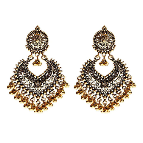 Ethnic Big Gold Color Dangle Earrings Indian - EveryWares