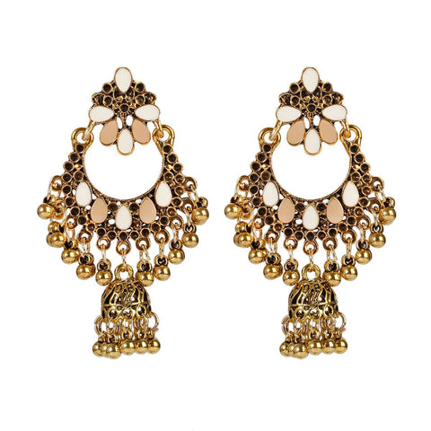 Ethnic Big Gold Color Dangle Earrings Indian - EveryWares