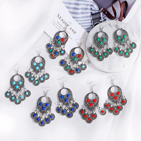 Ethnic Classic Geometry Alloy Gypsy Drop Earrings - EveryWares