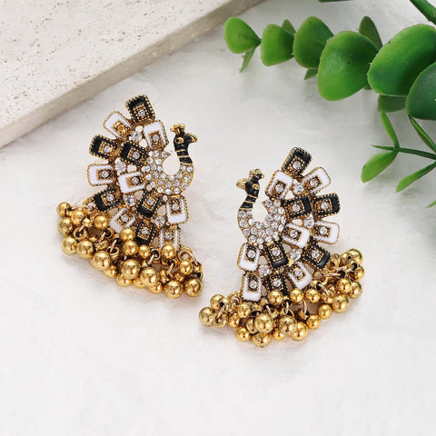 Ethnic Colorful Peacock Earrings Women's Crystal - EveryWares