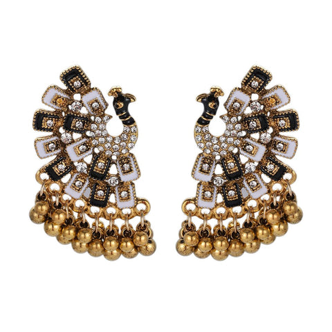 Ethnic Colorful Peacock Earrings Women's Crystal - EveryWares