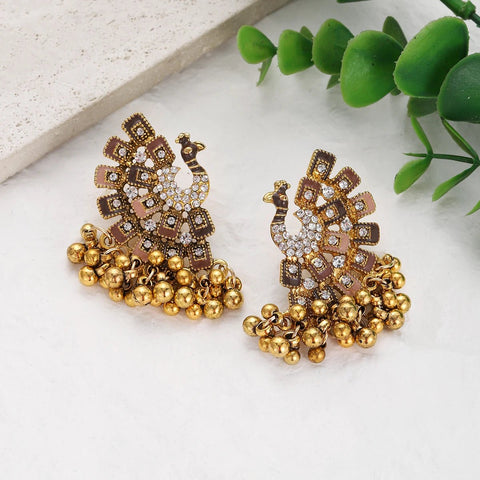 Ethnic Colorful Peacock Earrings Women's Crystal - EveryWares