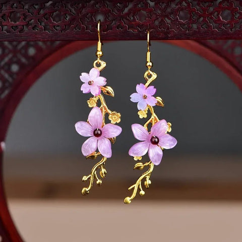 Ethnic Earrings Color Glaze Longs Classical Retro - EveryWares