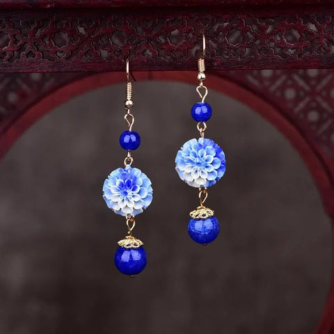 Ethnic Earrings Color Glaze Longs Classical Retro - EveryWares