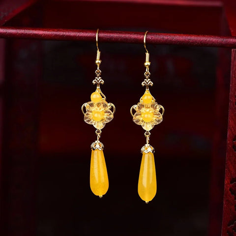 Ethnic Earrings Color Glaze Longs Classical Retro - EveryWares