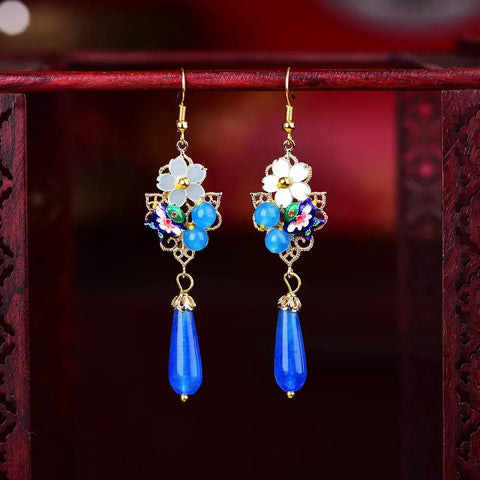 Ethnic Earrings Color Glaze Longs Classical Retro - EveryWares