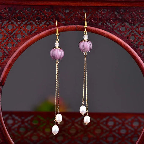 Ethnic Earrings Color Glaze Longs Classical Retro - EveryWares