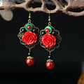 Ethnic Earrings Color Glaze Longs Classical Retro - EveryWares