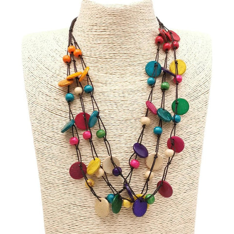 Ethnic Necklaces Made and Painted by Hand in Wood - EveryWares