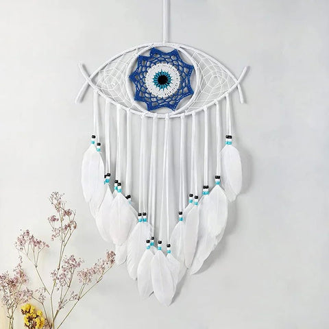 Evil Eye Dream Catcher For Bedroom With Lights Wall Hanging - EveryWares