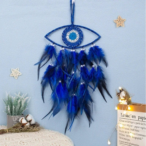 Evil Eye Dream Catcher For Bedroom With Lights Wall Hanging - EveryWares