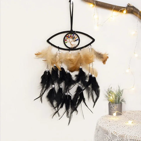 Evil Eye Dream Catcher For Bedroom With Lights Wall Hanging - EveryWares