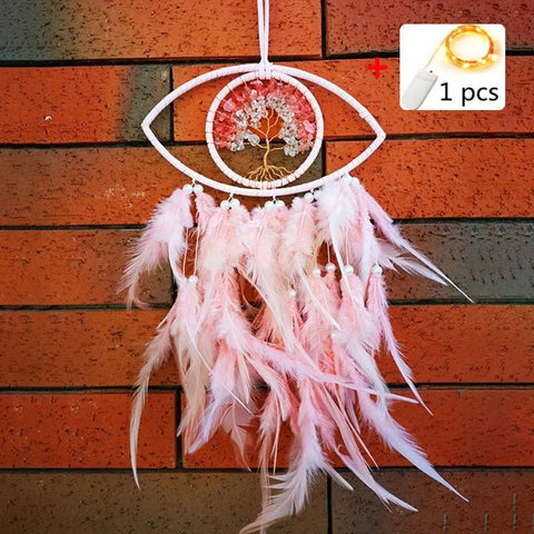 Evil Eye Dream Catcher For Bedroom With Lights Wall Hanging - EveryWares