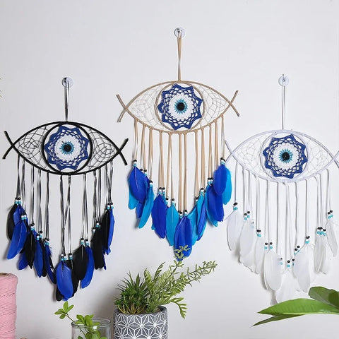 Evil Eye Dream Catcher For Bedroom With Lights Wall Hanging - EveryWares