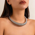 Exquisite Metal Choker Necklace Gold Silver Color Smooth Wide Chain - EveryWares