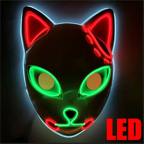 Máscara de gato con luz LED para Halloween