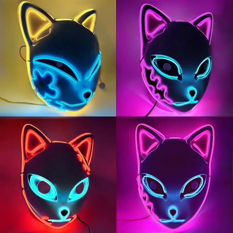 Máscara de gato con luz LED para Halloween