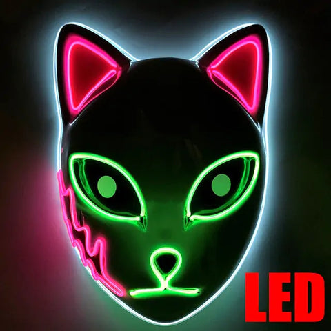 Máscara de gato con luz LED para Halloween