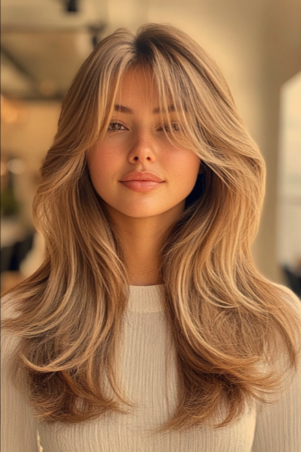 Long Layers With Curtain Bangs